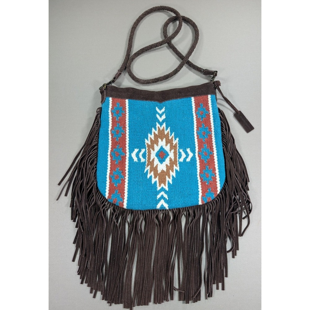 Idyllwind Miranda Lambert Crossbody Bag Womens 12in Turquoise Aztec Fringe